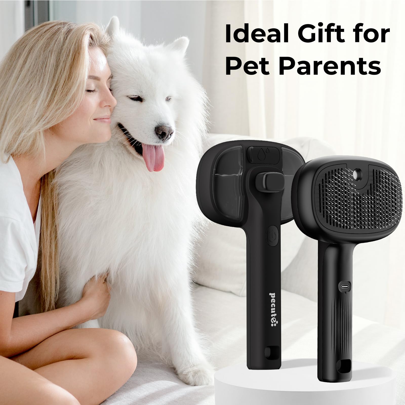 Pecute Cat Steam Brush USB-C charging for travel use