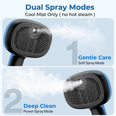 Pecute Cat Steam Brush water tank clear display highlights 1.86 oz capacity.