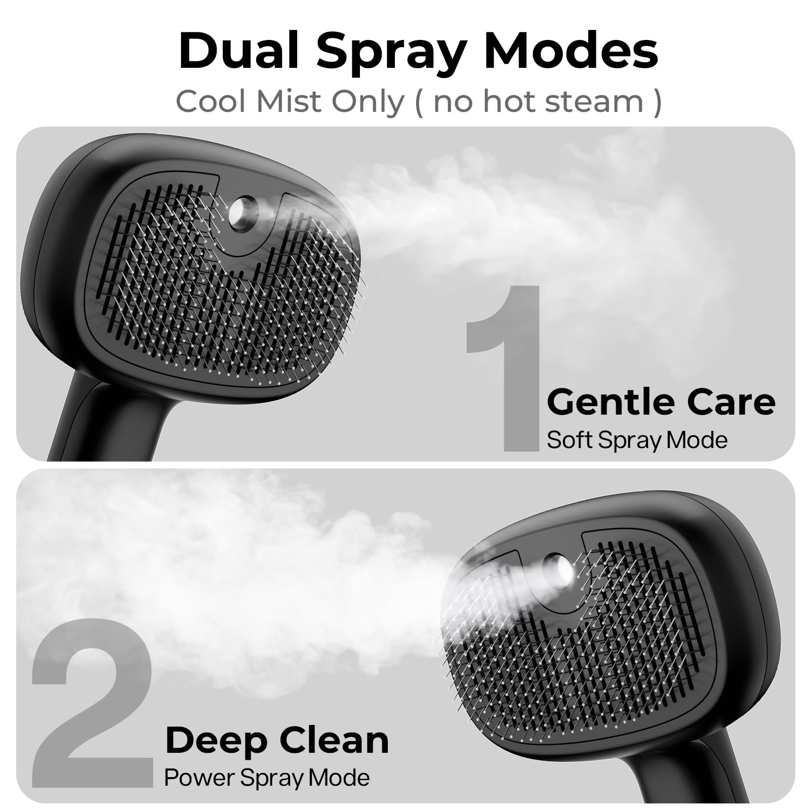 Pecute Cat Steam Brush water tank close up with large see through chamber