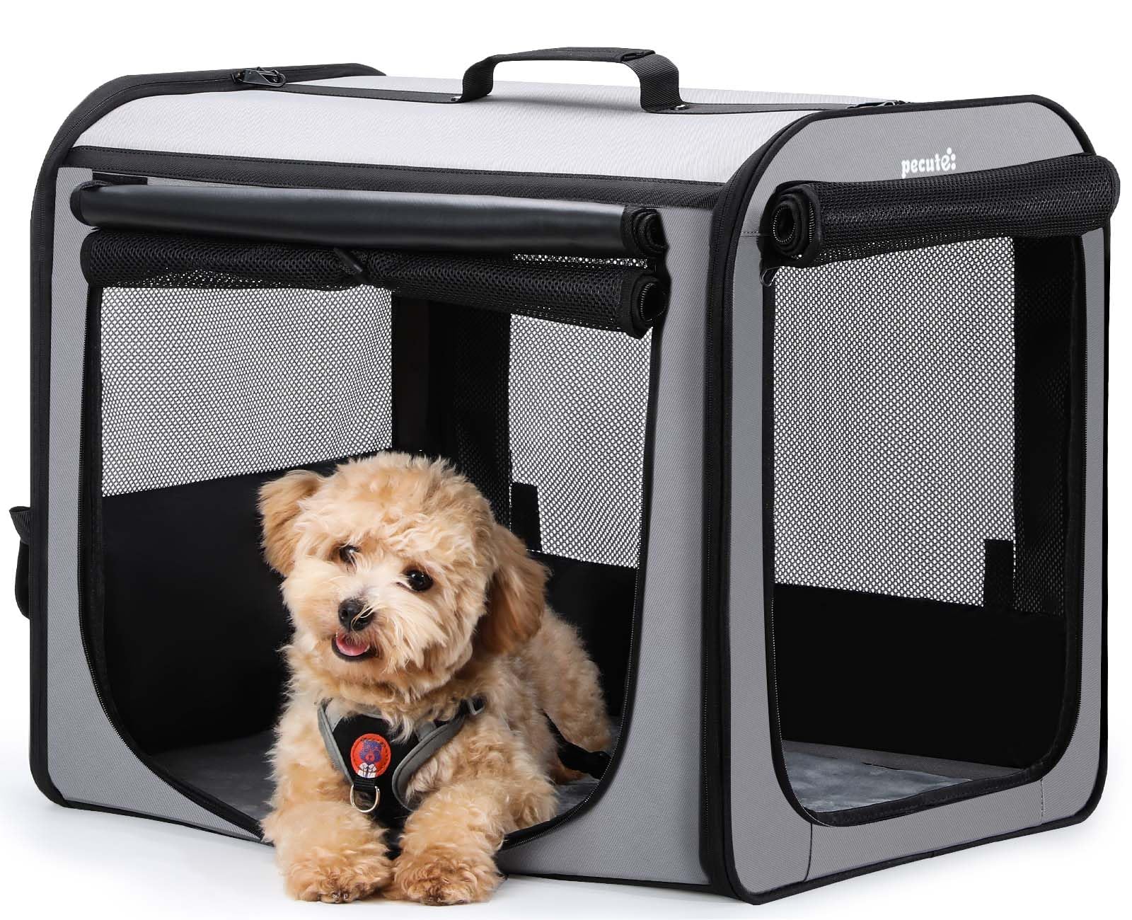 Pecute dog car carrier with spacious interior for dogs under 15 kg.