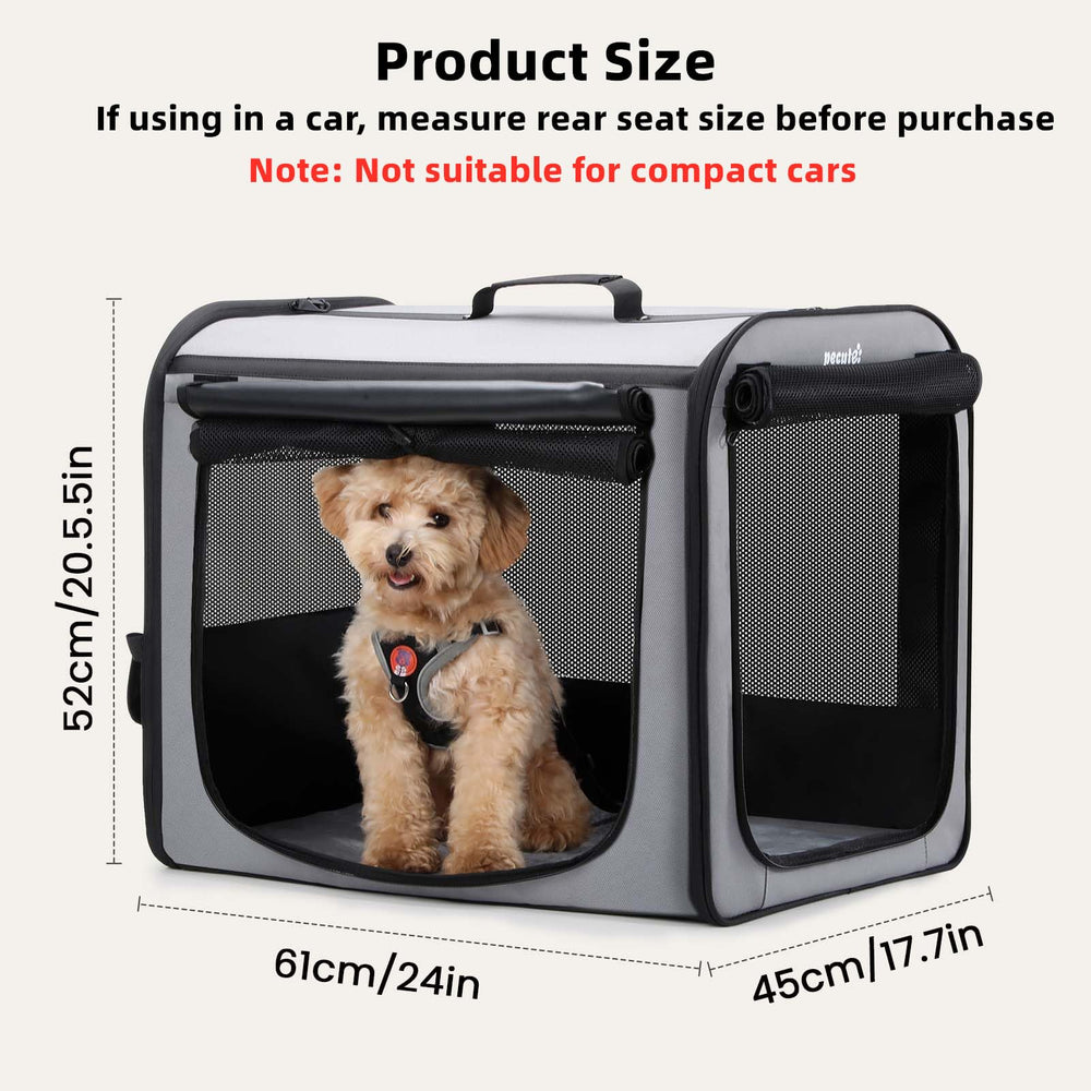 Pecute lightweight frame keeps travel crate easy to lift and move.