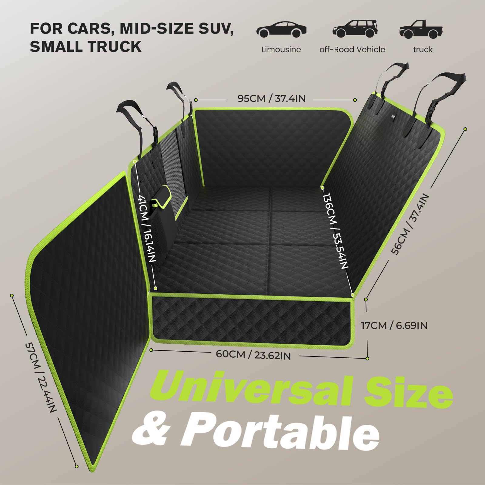 Pecute supports up to 330 pounds, ideal for large dogs and multi-pet rides