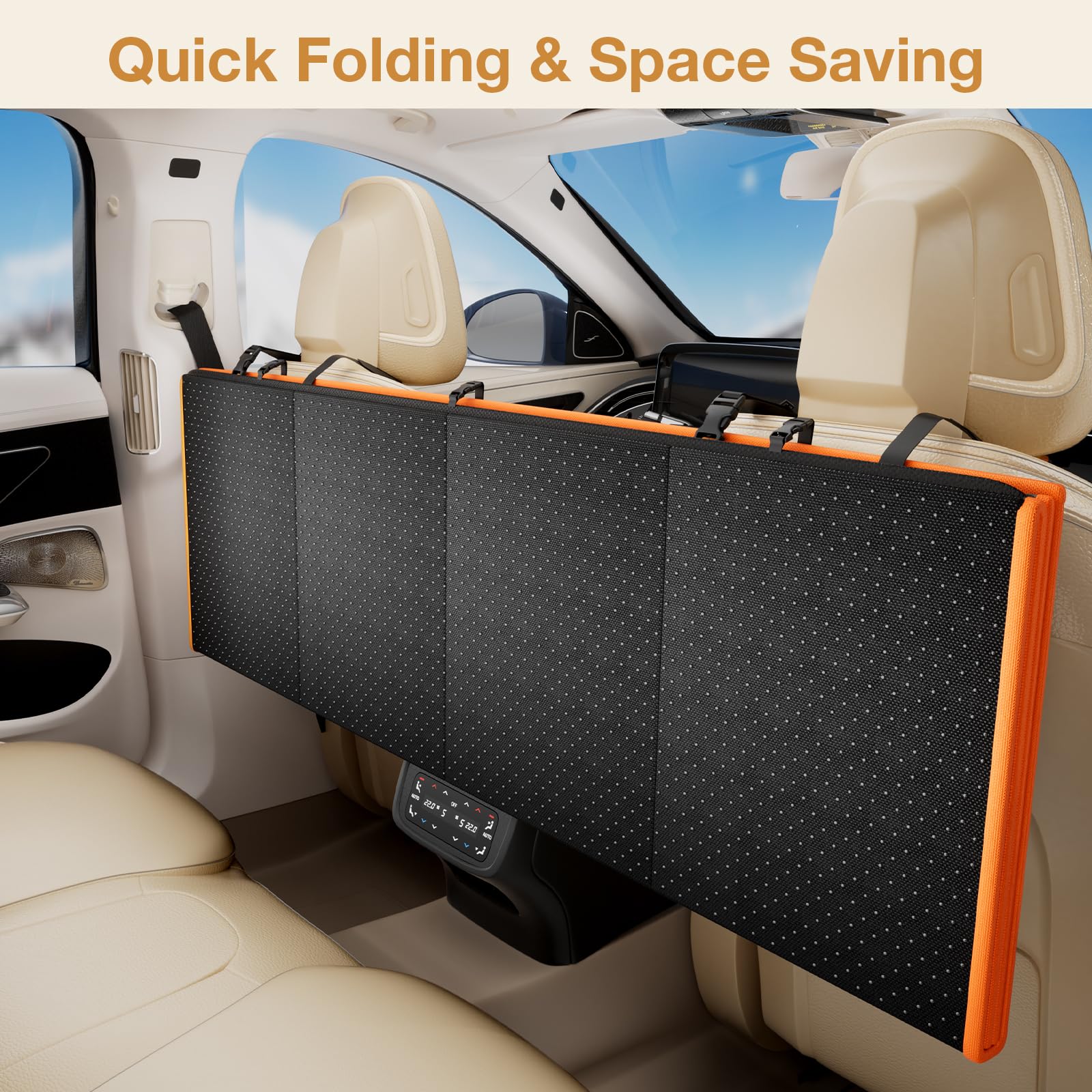 Pecute foldable design with front-seat hanging and storage pockets
