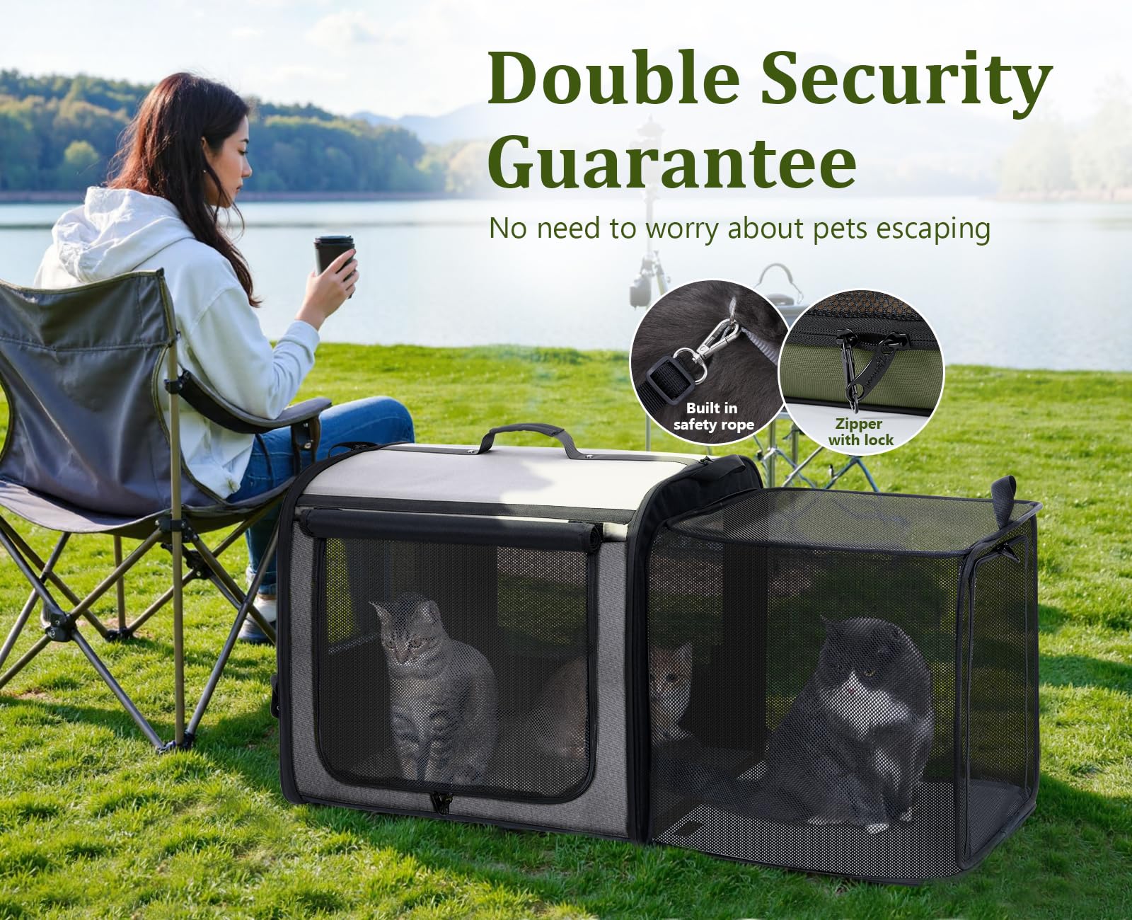 Pecute dog car carrier breathable mesh promotes airflow for pets.