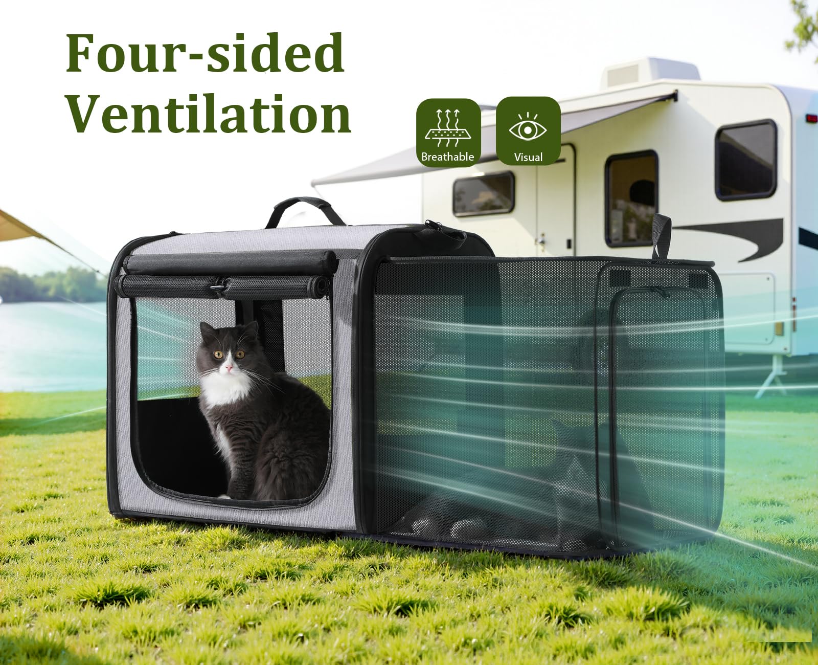Pecute dog car carrier privacy roller blinds shield sun and stress.
