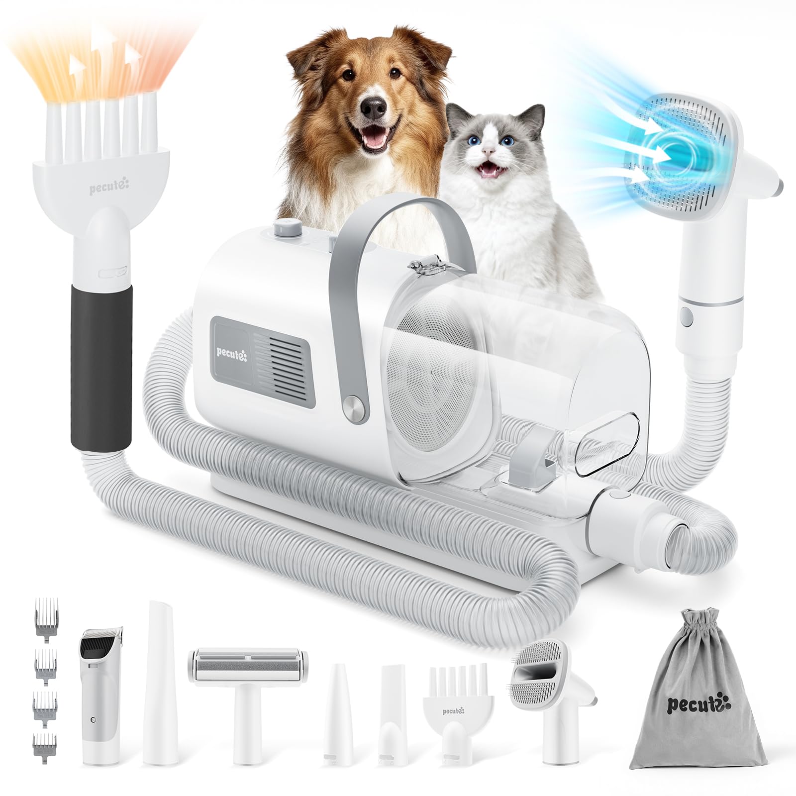 Pecute dog grooming vacuum dryer 7in1 unit for all-in-one at-home grooming