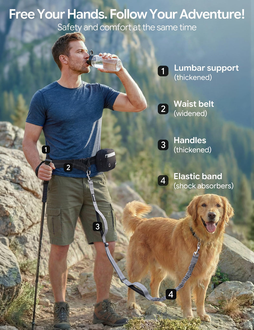 Pecute leash belt with detachable pouch keeps essentials organized during walks.