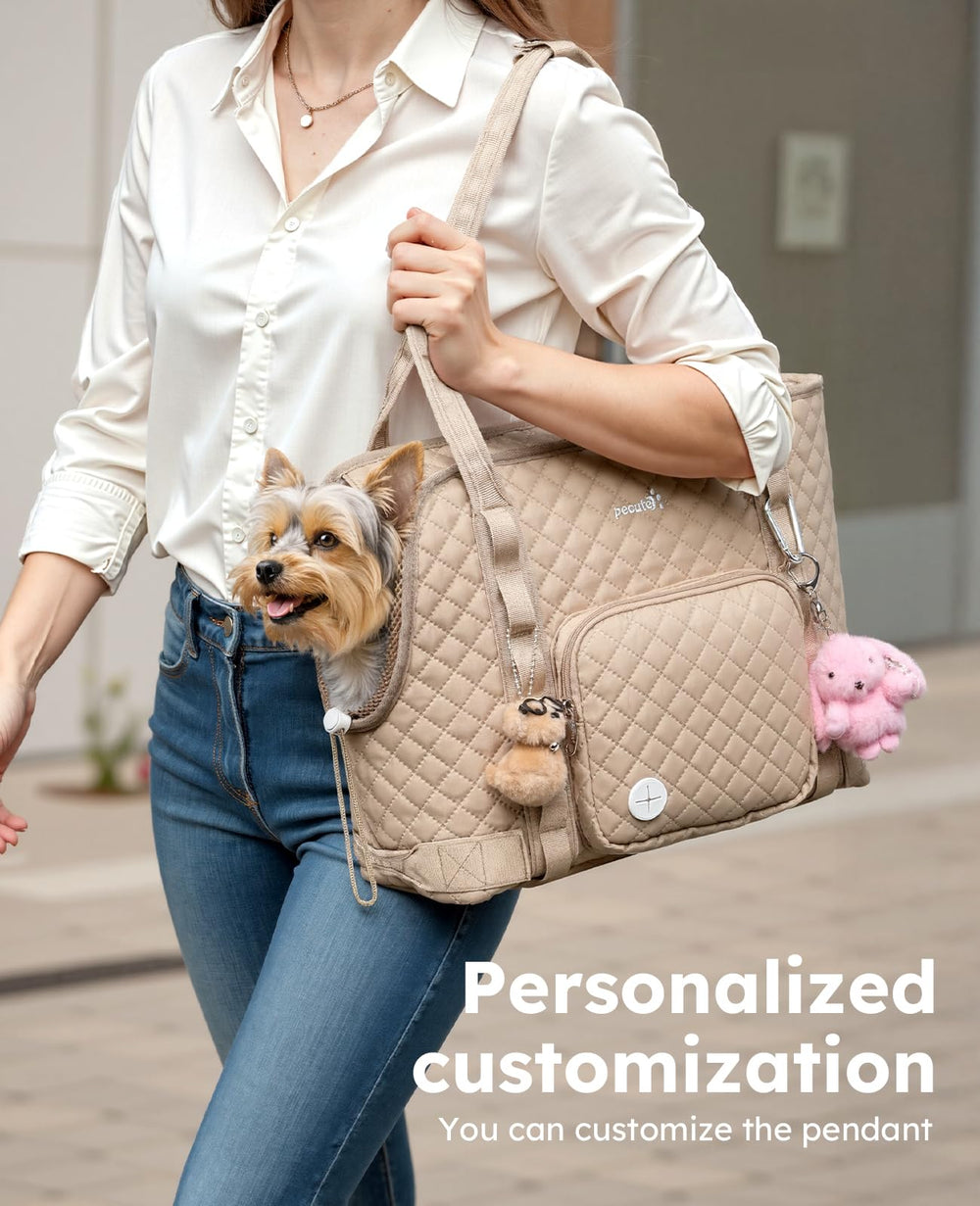 Pecute dog purse carrier bottom with foot pad protecting surfaces