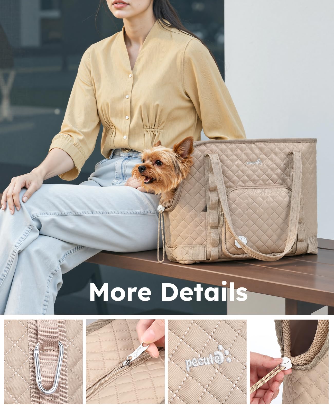 Pecute dog purse carrier removable bottom plate for cleaning