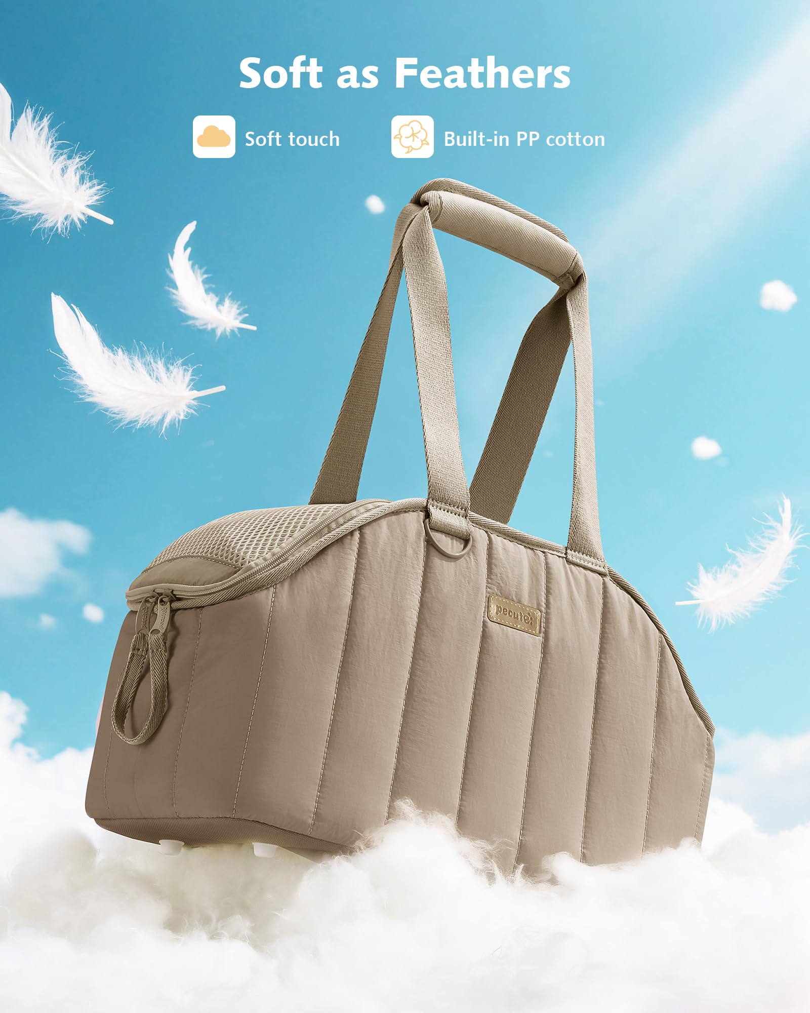 Pecute dog purse carrier lightweight cotton lining adds soft comfort for tiny companions.