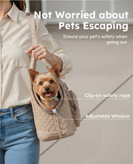 Pecute dog purse carrier underarm carry pose for easy transport