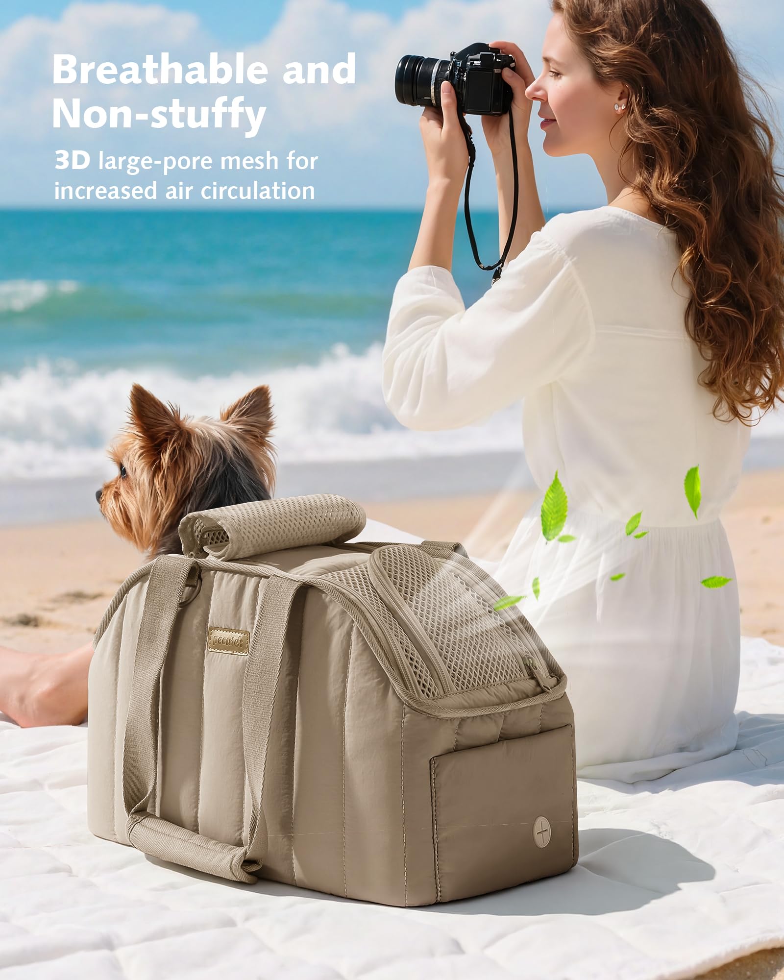 Pecute dog purse carrier water-repellent finish with elegant look enhances durability.