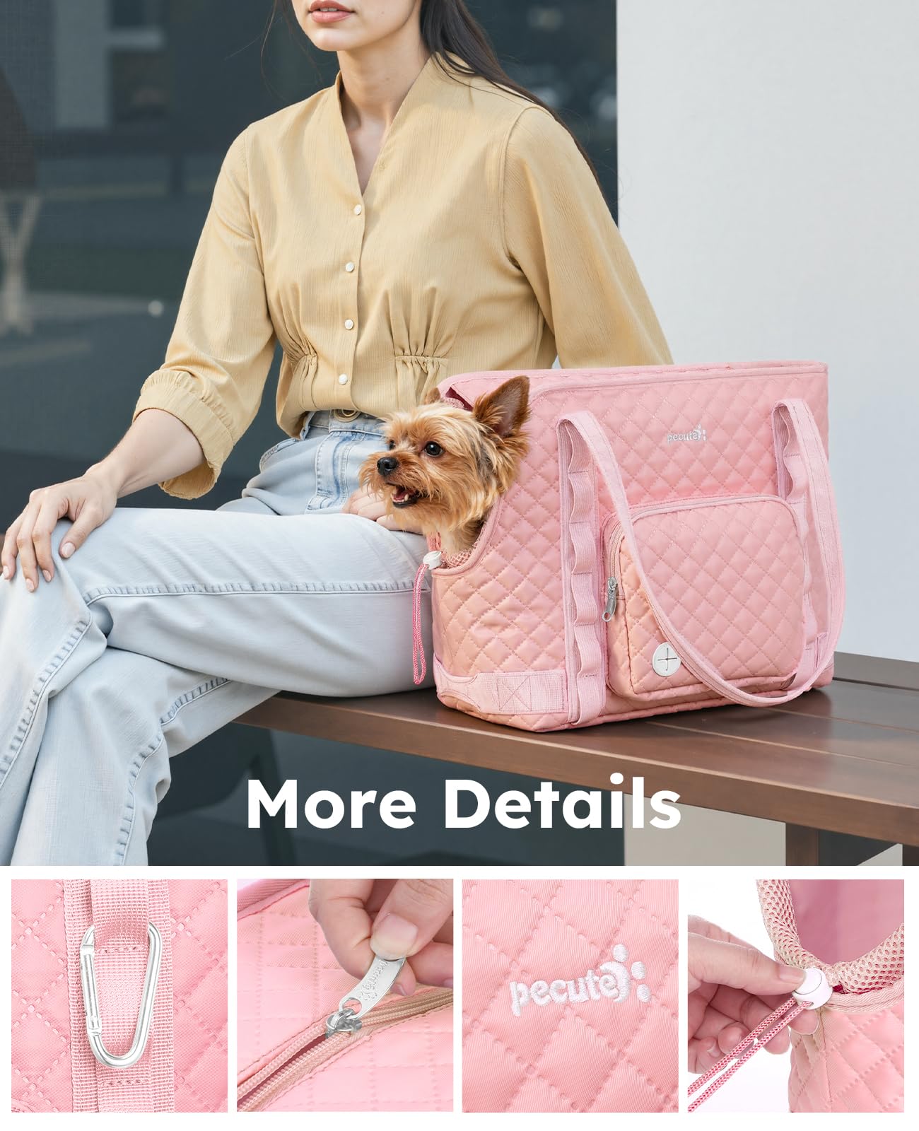 Pecute Dog Purse Carrier in park use, showing convenient travel