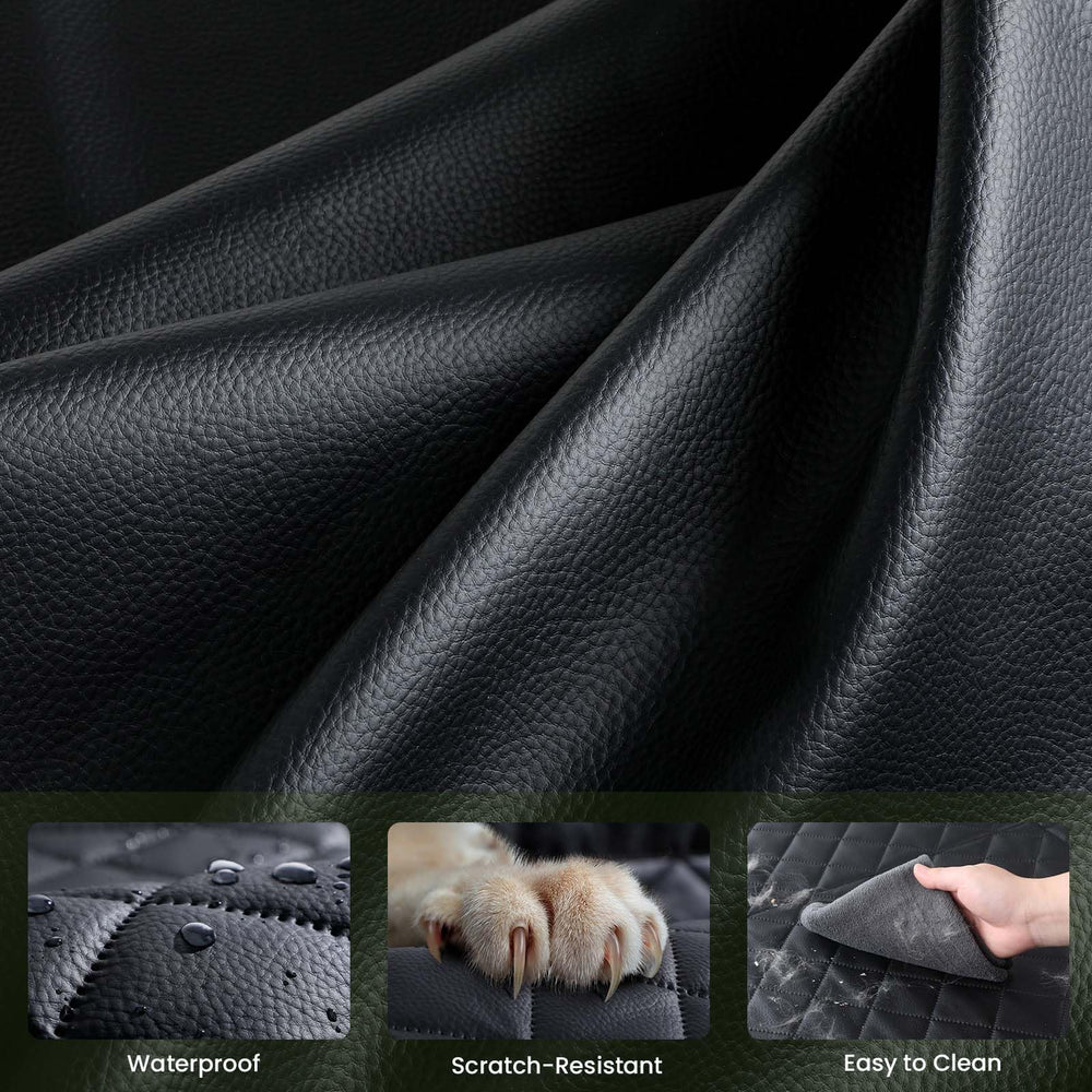 Pecute dog seat cover showing six fixing straps for stability.