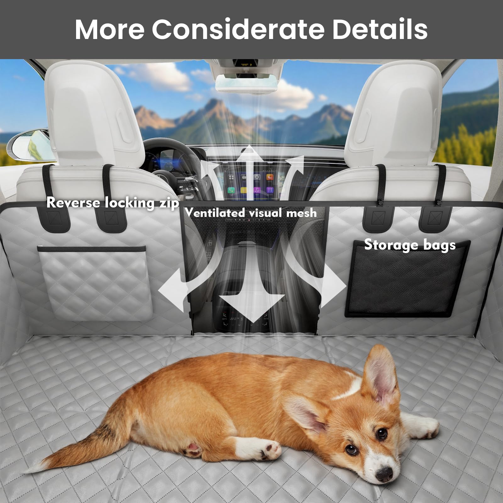 Pecute waterproof leather fabric resists spills and scratches during car trips.