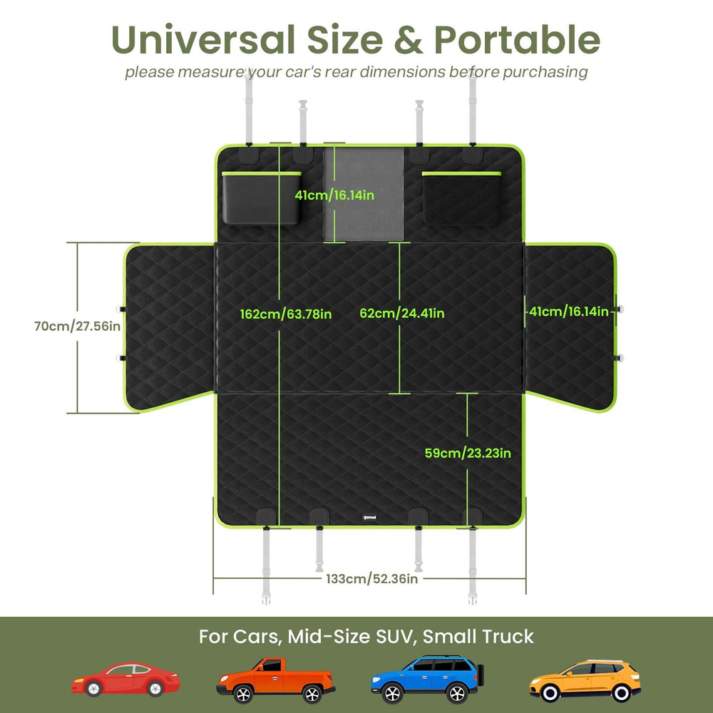 Pecute back seat cover storage pockets keep items organized.