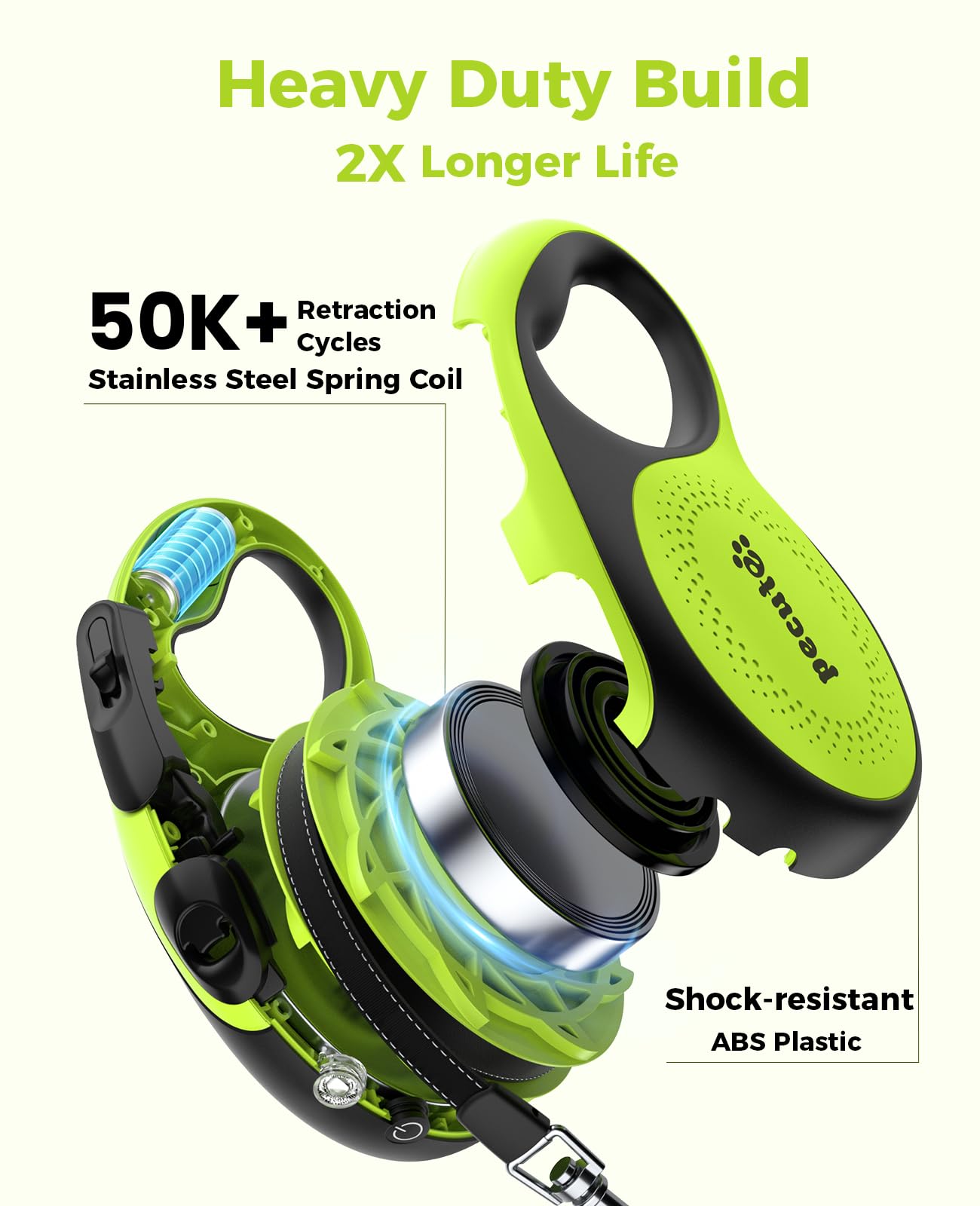 Pecute leash supports dogs up to 110lbs with extended reach.