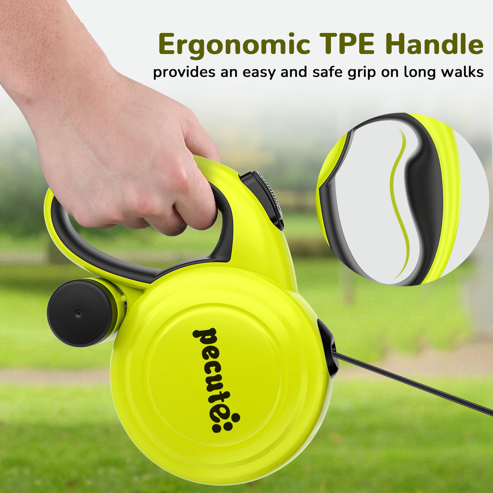 Pecute ergonomic TPE handle provides a comfortable grip