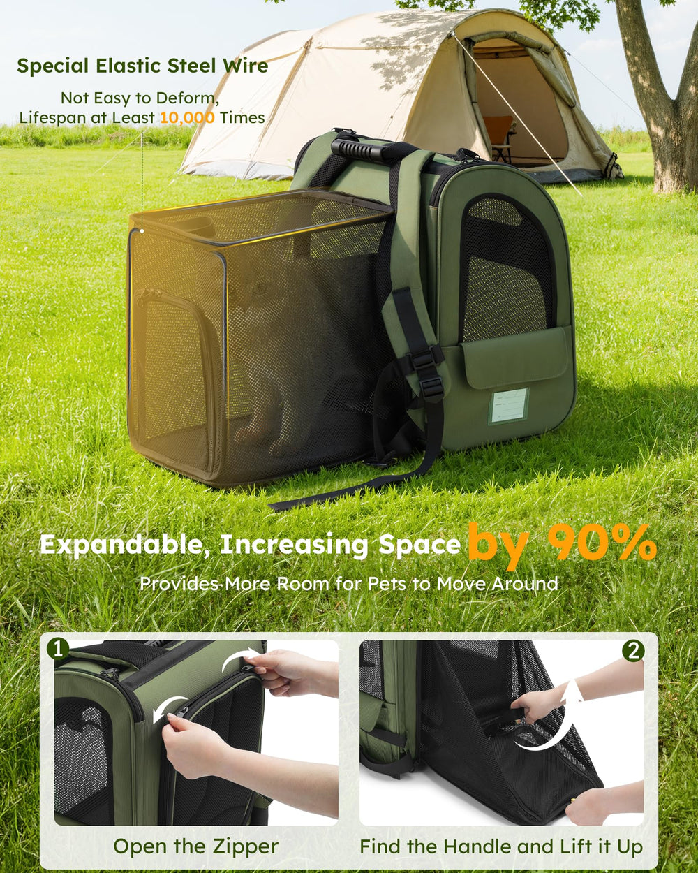 Pecute ergonomic shoulder straps reduce load for longer hikes with your pet.