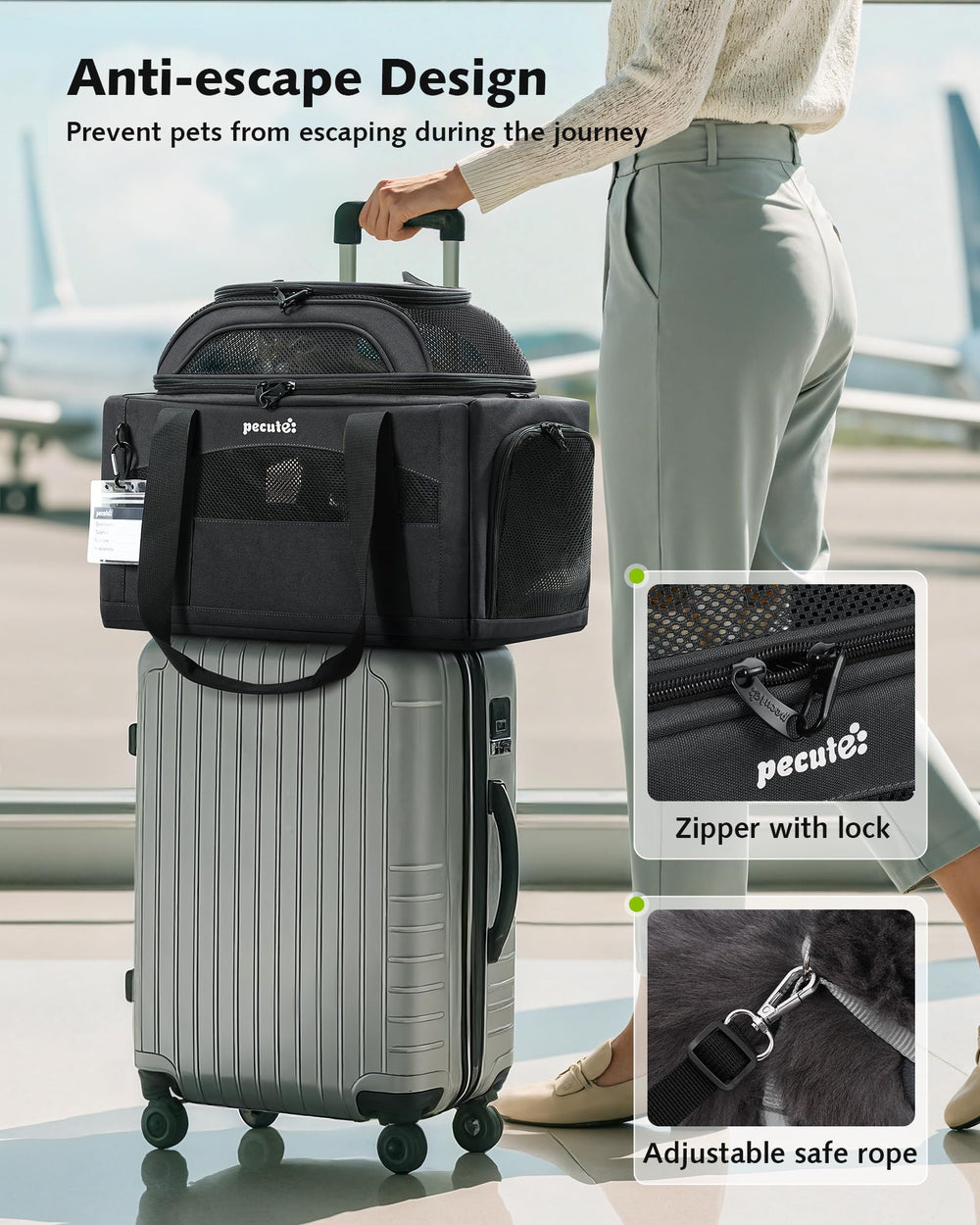 Pecute carrier offers padded shoulder straps for comfortable carry.