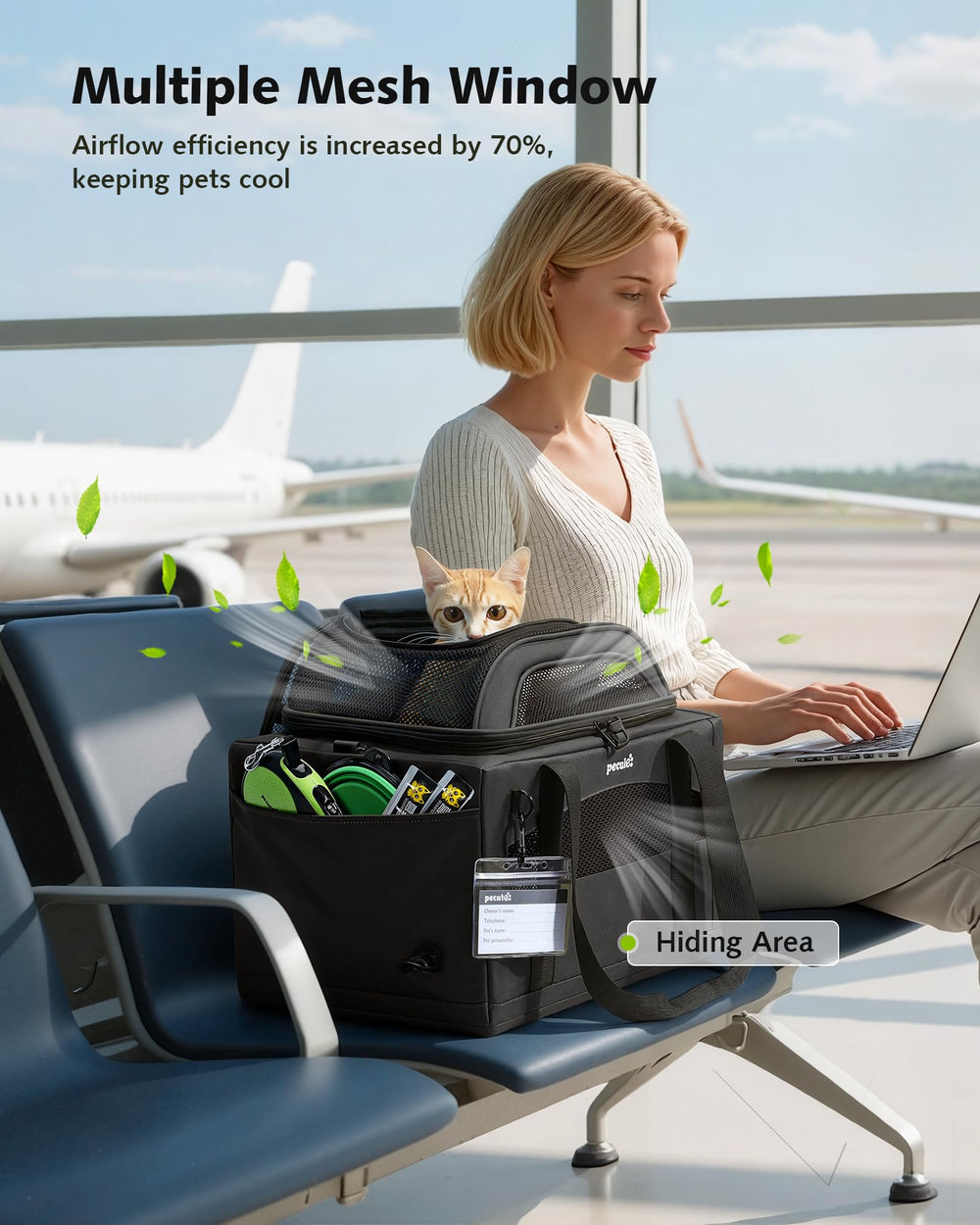 Pecute side storage pocket keeps essentials within reach.