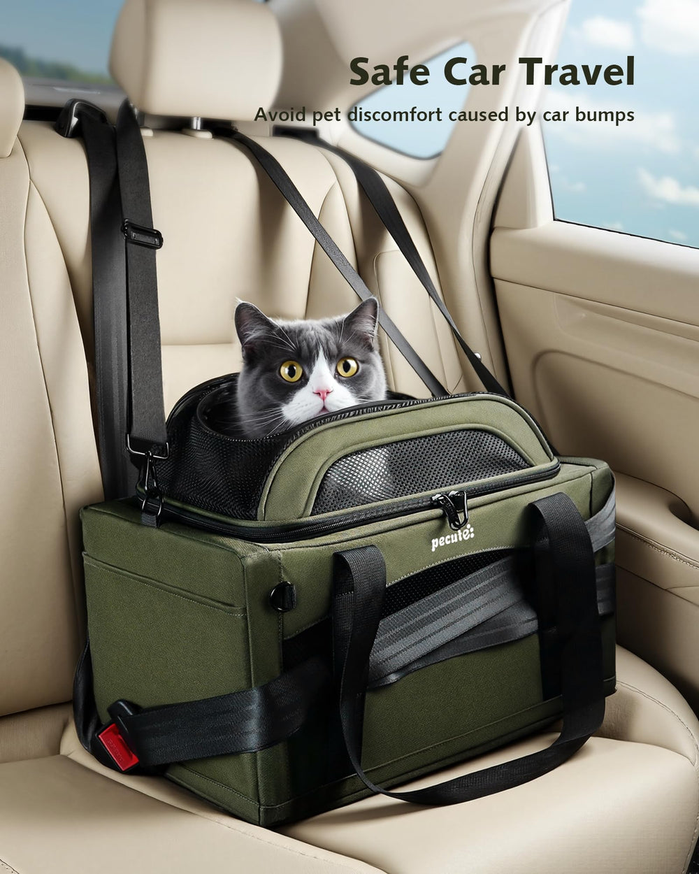 Pecute Expandable Pet Carrier suitcase attachment for luggage compatibility