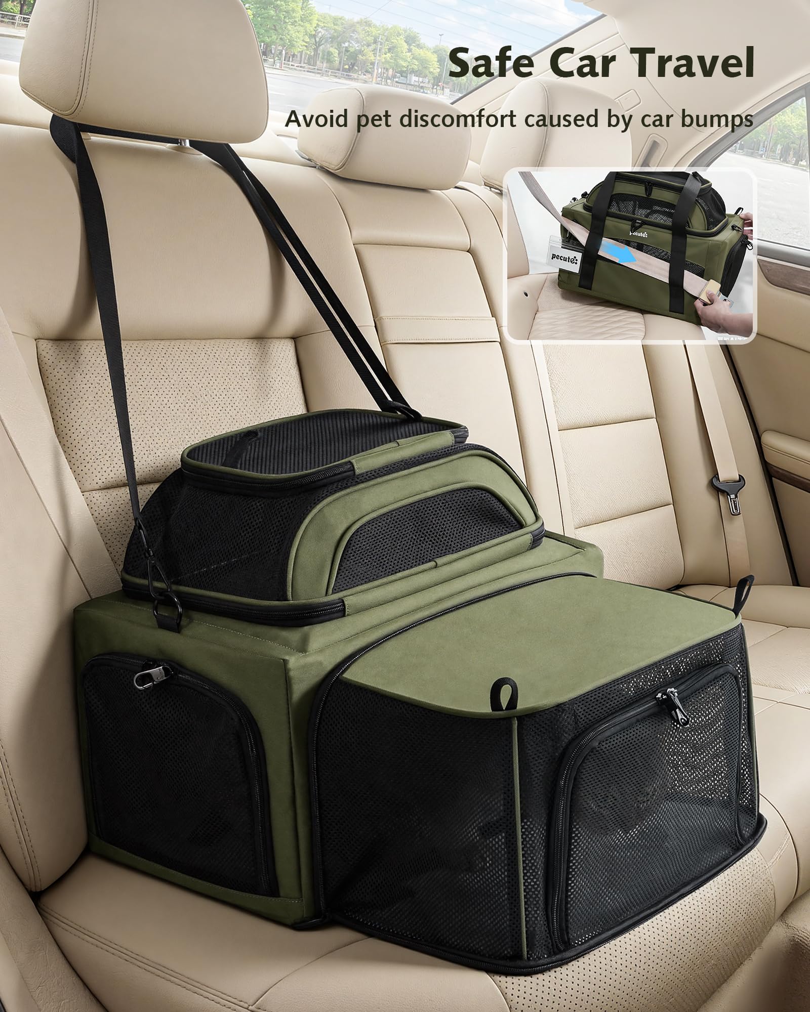 Pecute foldable carrier with luggage attachment for easier travel