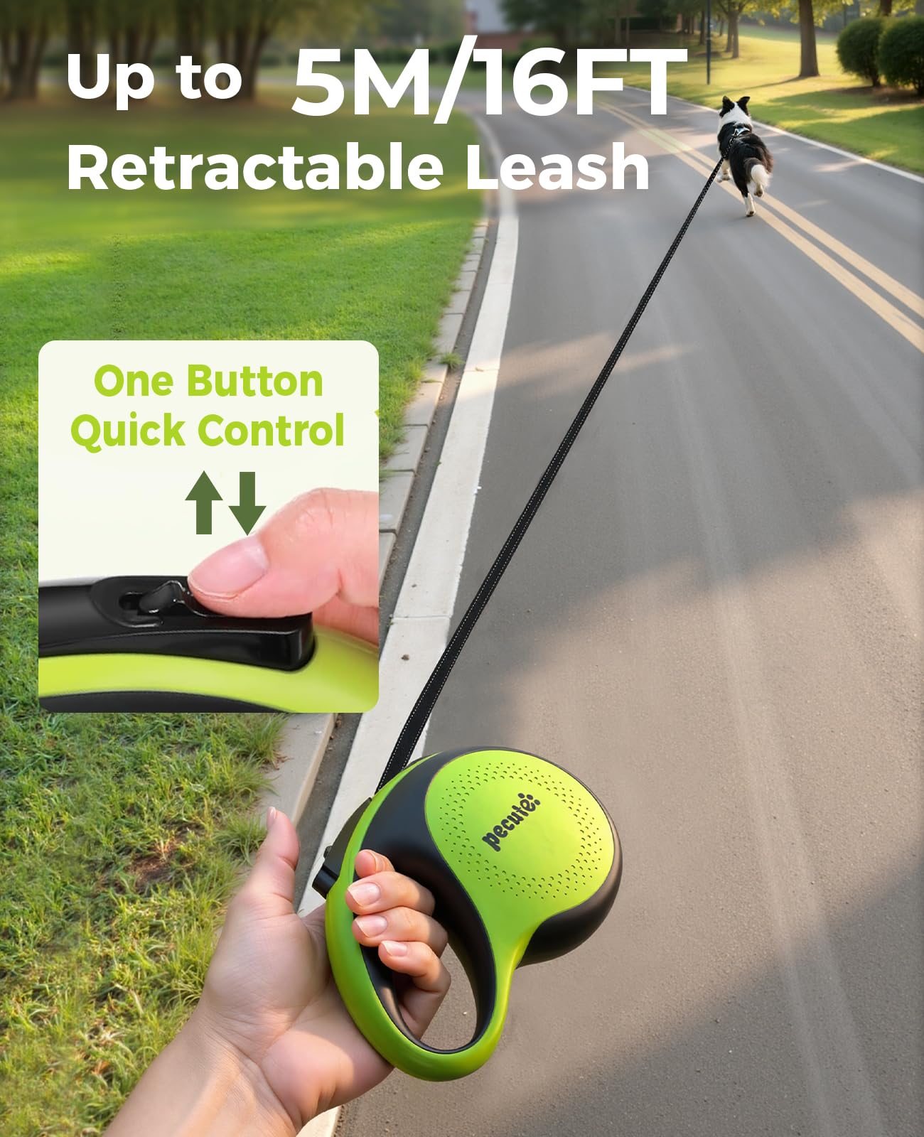 Pecute heavy-duty retractable system with stainless steel coil for durability.