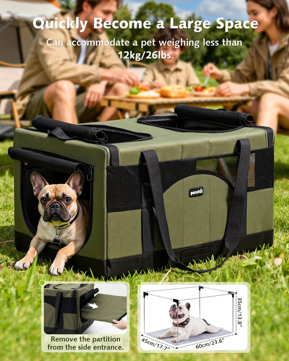 Pecute car-secure design using lap belt to keep the carrier in place.