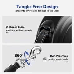 Pecute leash anti-tangle design enables smooth retracting from any angle