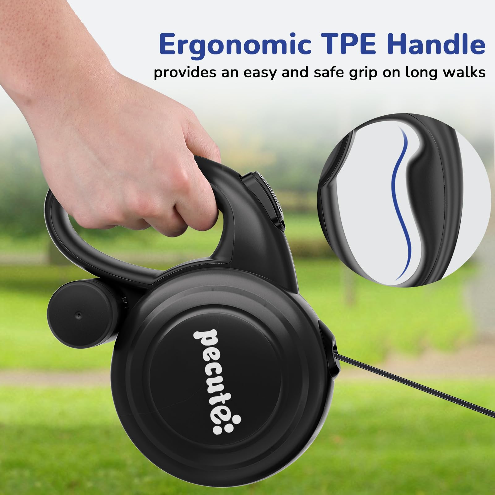 Pecute leash uses high-strength polyester tape with reflective wire rope for durability