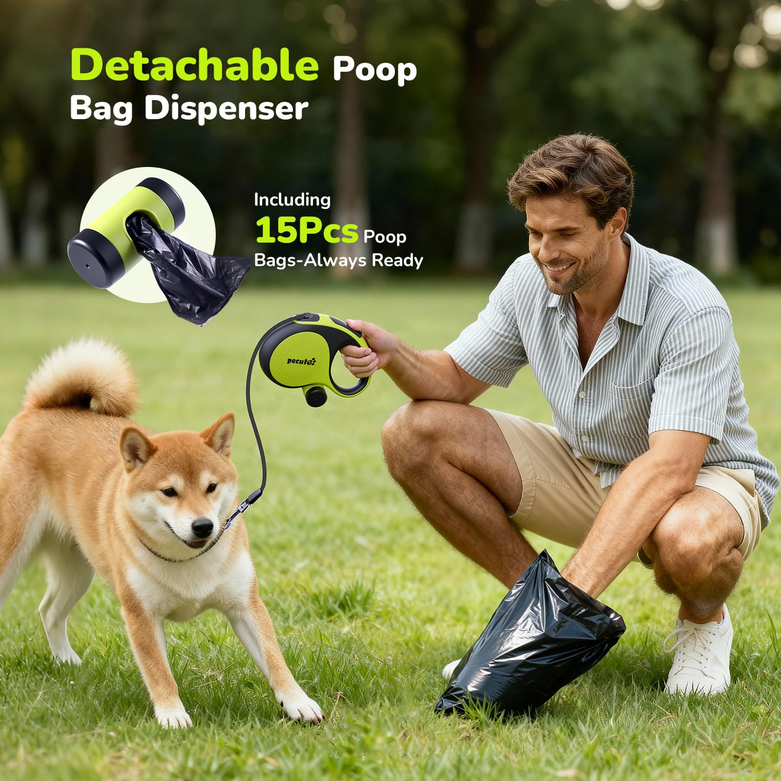 Pecute lightweight leash at 0.9 lbs eases carrying during adventures.