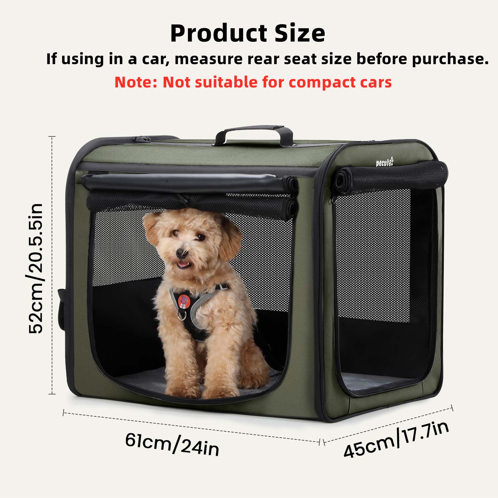 Pecute lightweight dog crate being set up for quick use