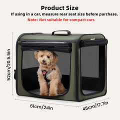 Pecute lightweight dog crate being set up for quick use