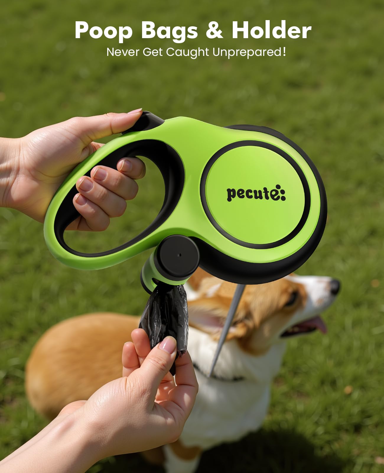 Pecute locking thumb control enables one-handed operation.