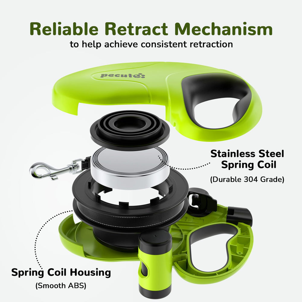 Pecute one-button brake system allows easy control during walks.