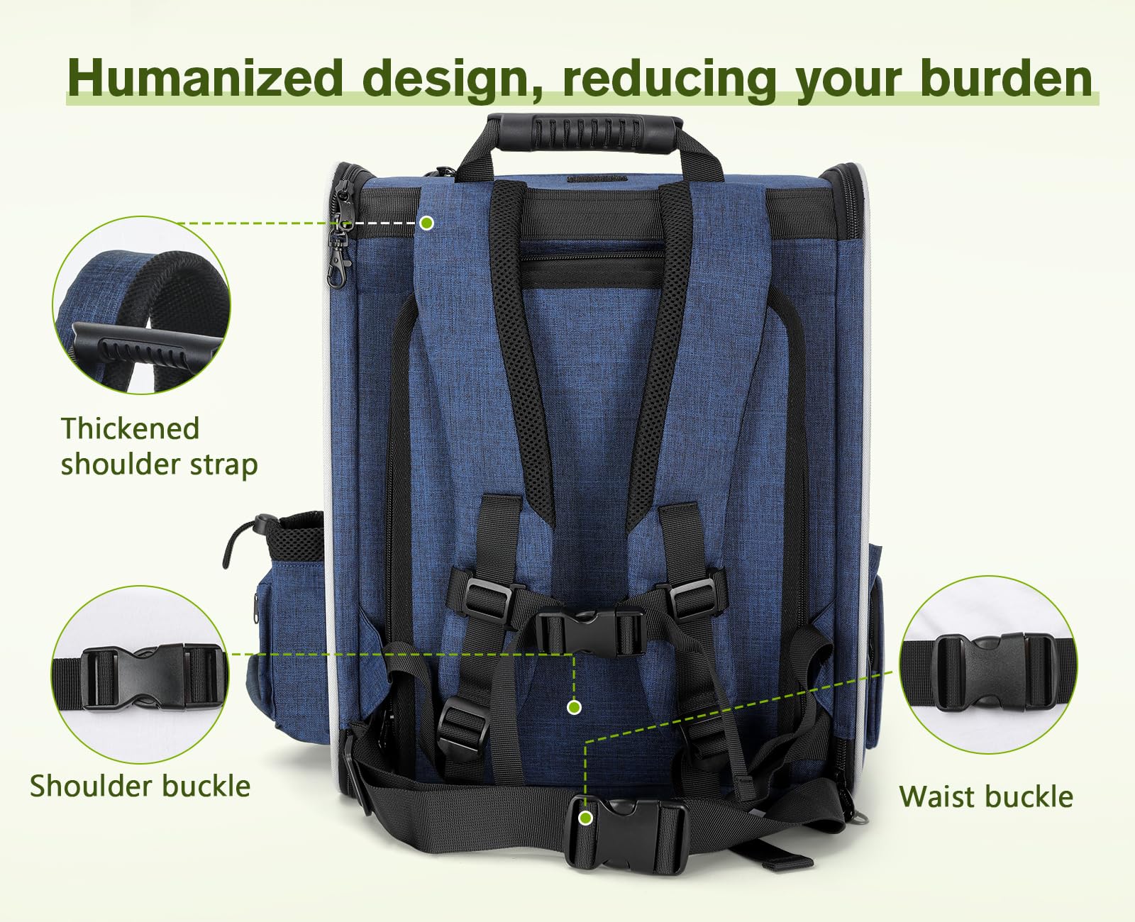 Pecute pet carrier ergonomic straps showing padded and secure fit