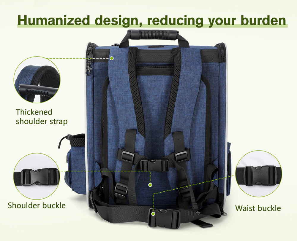 Pecute pet carrier ergonomic straps showing padded and secure fit