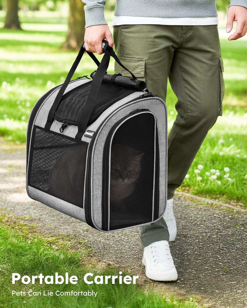 Pecute pet carrier ergonomic design with padded straps for comfortable carrying