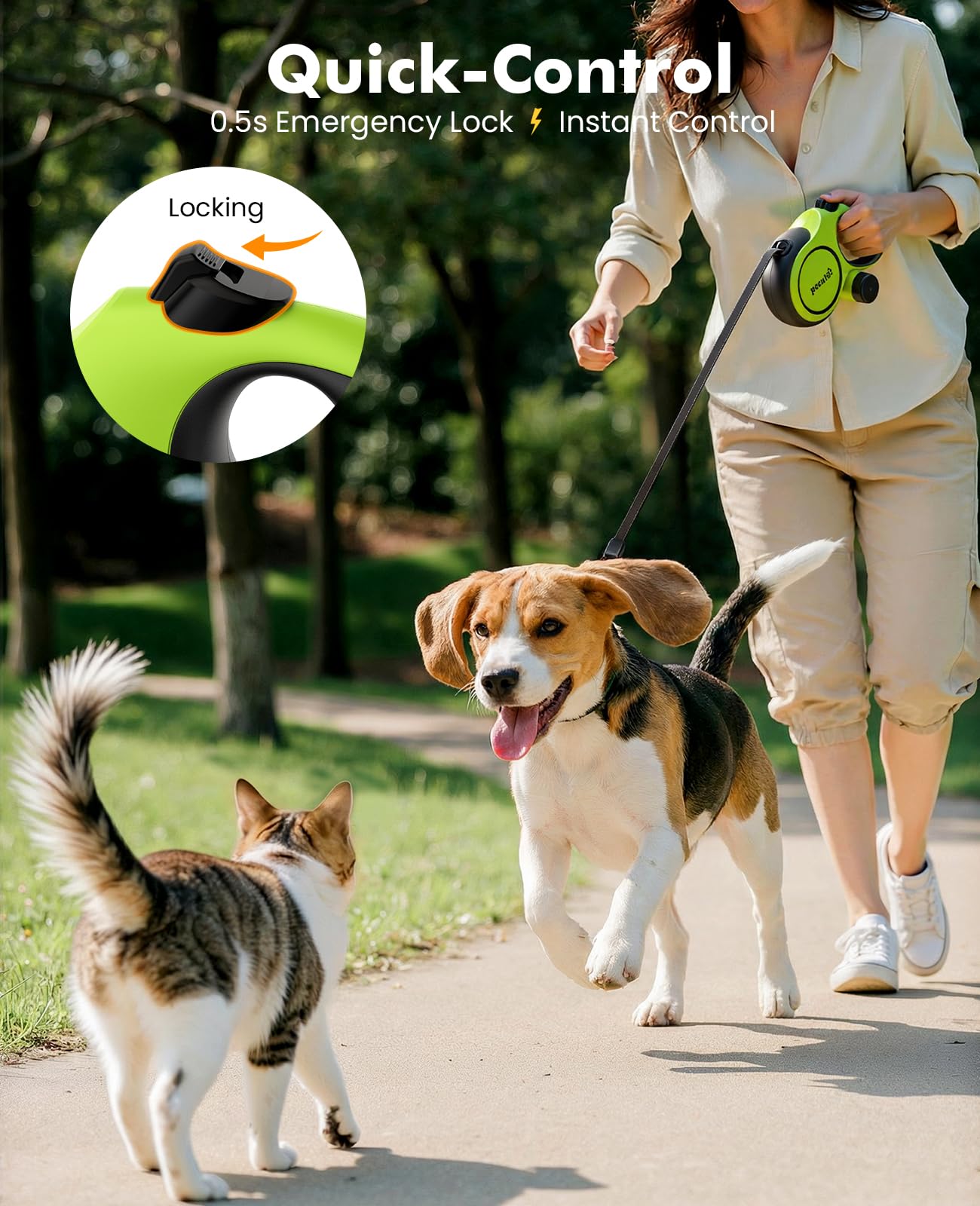Pecute poop bag holder detached for quick cleanup on trails