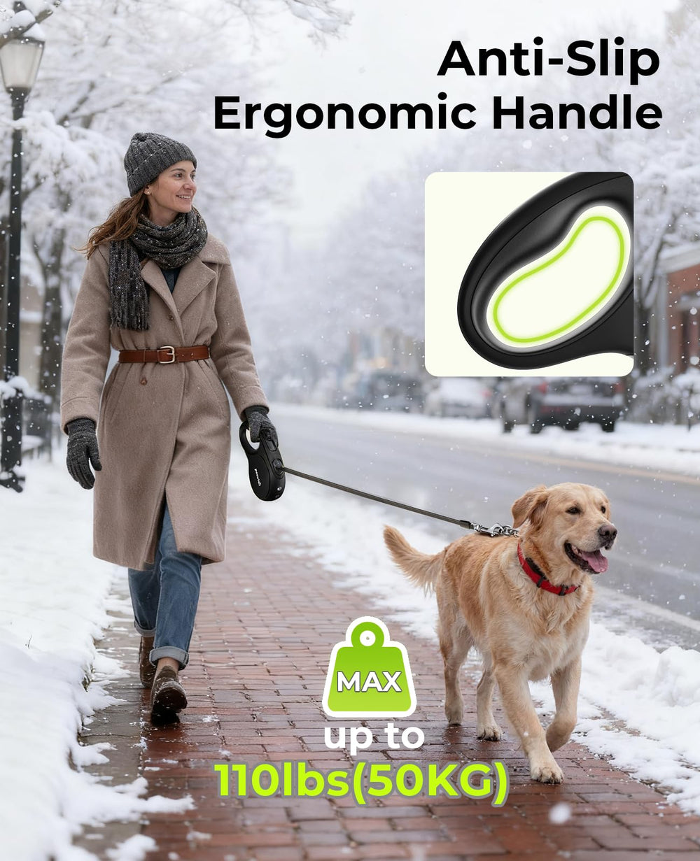 Pecute leash supports up to 110 lbs for large dogs.
