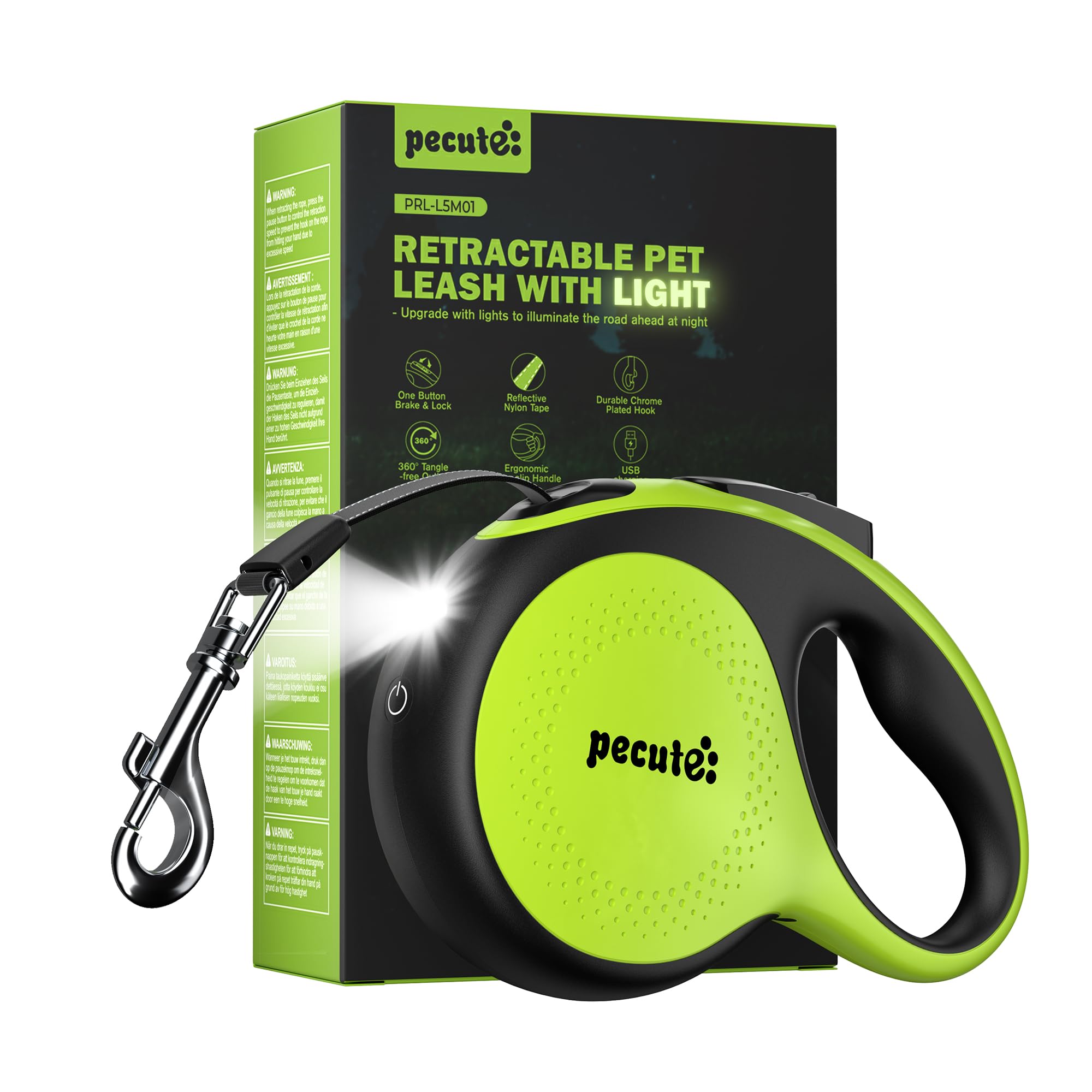 Pecute retractable leash 16-4ft offers controlled roaming for large dogs.