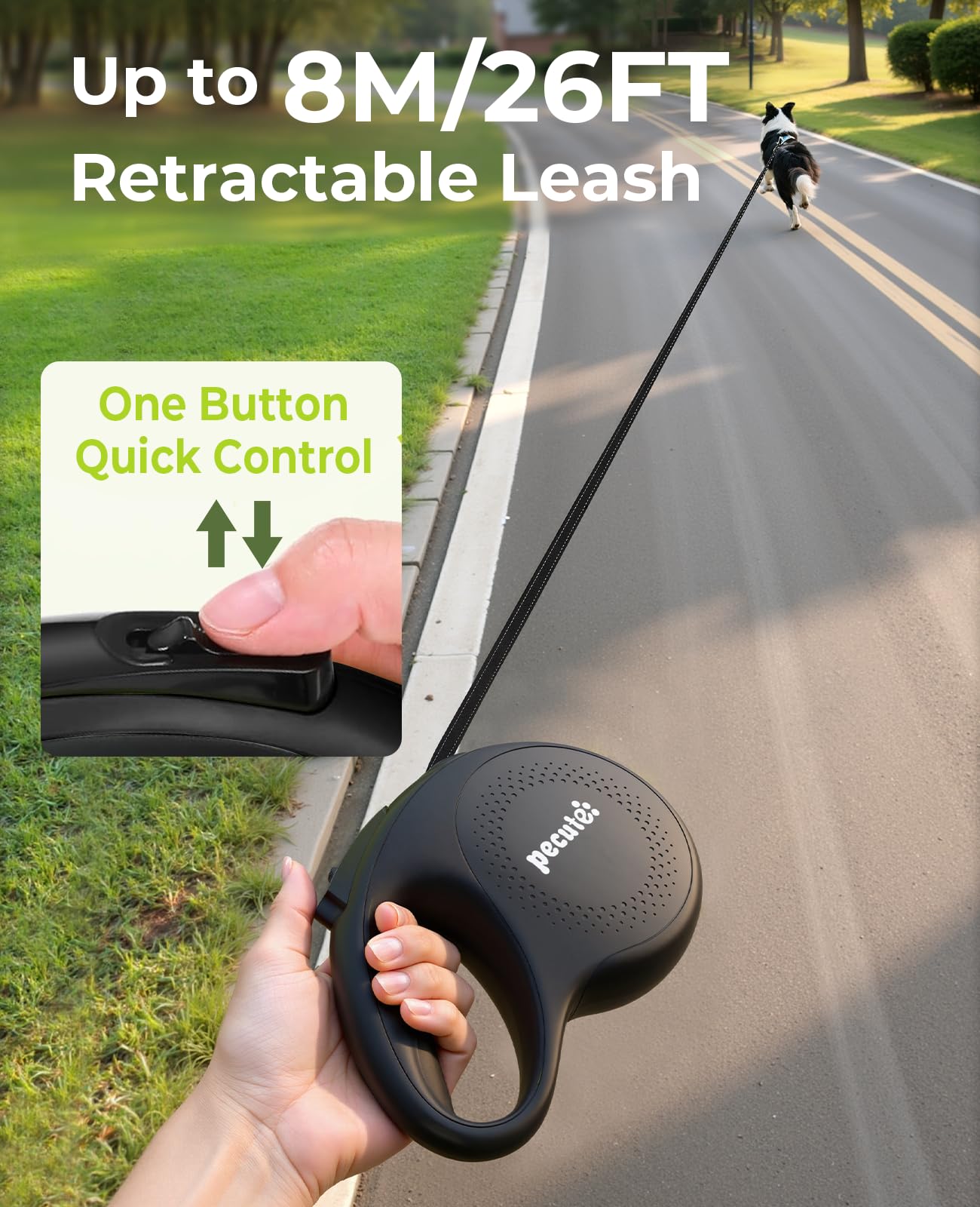 Pecute ergonomic anti slip handle reduces hand fatigue during walks.