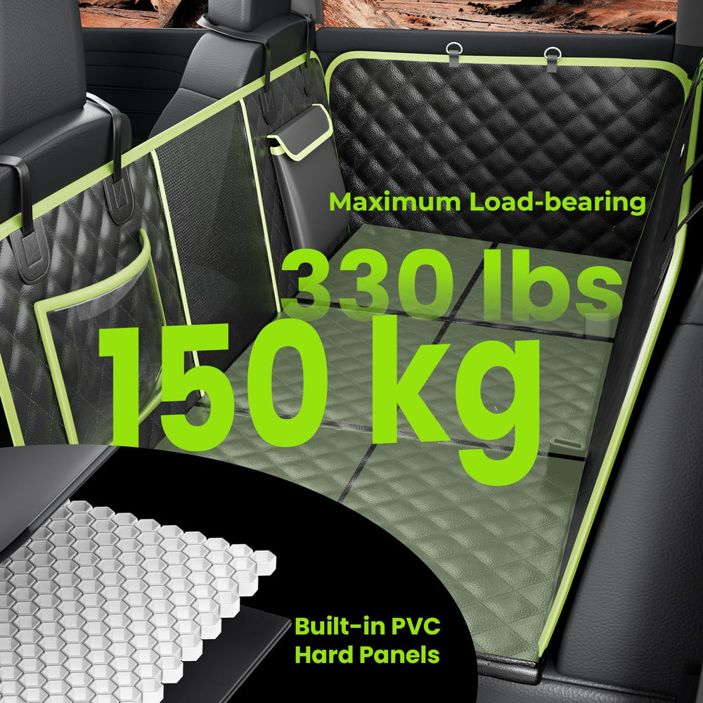 Pecute safety belt connects to the dog's collar for secure travel.