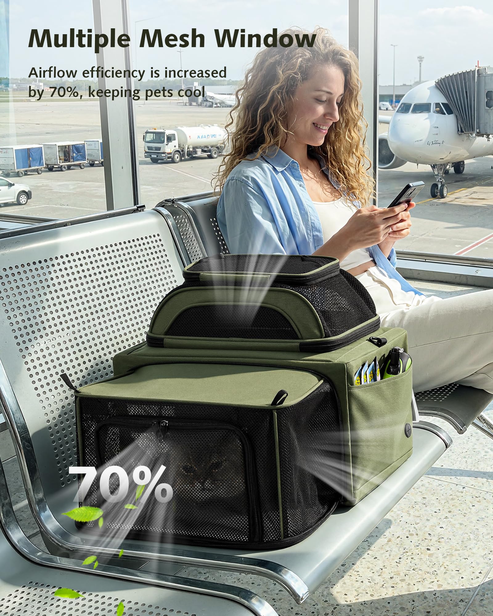Pecute side storage pocket holds essentials within reach