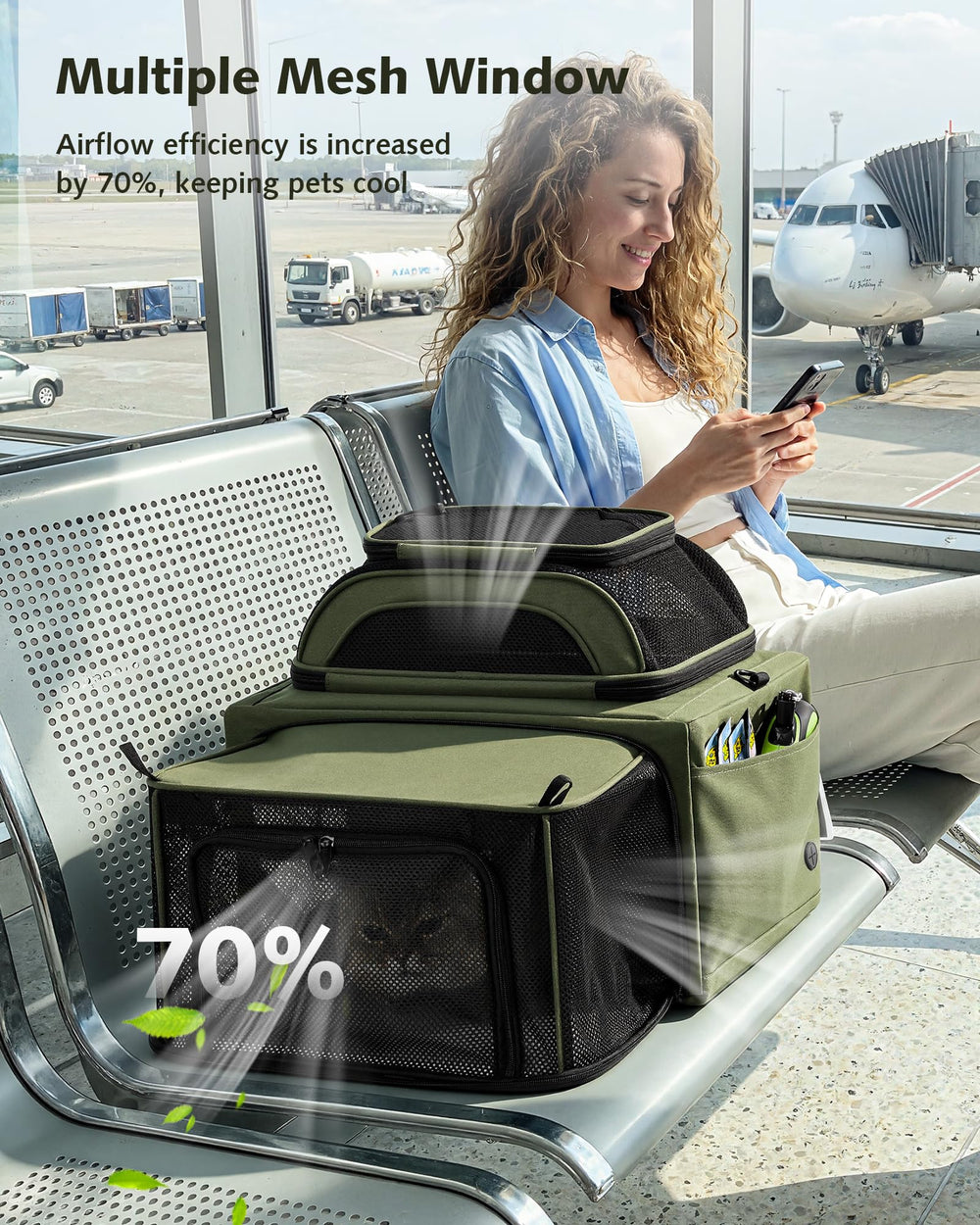 Pecute side storage pocket holds essentials within reach