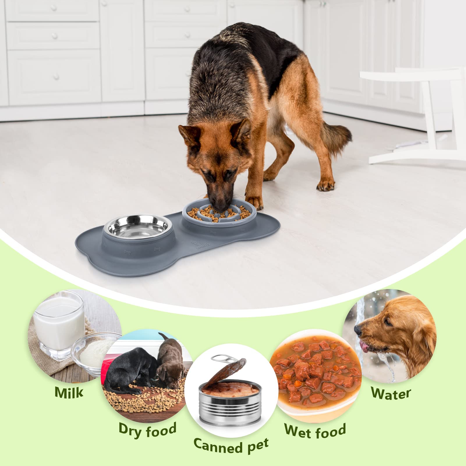 Pecute slow feeder non-slip base helps prevent spills