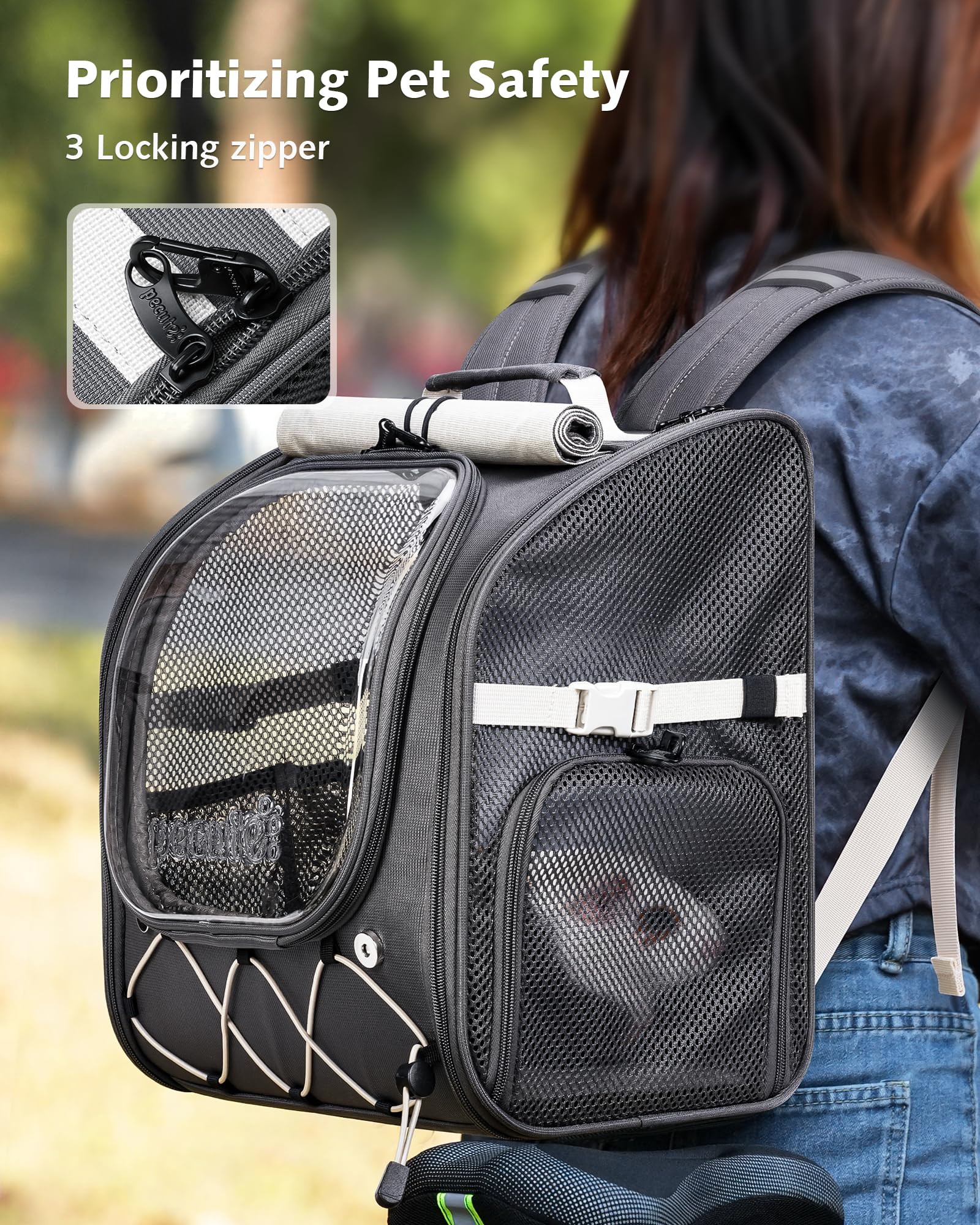 Pecute carrier uses breathable mesh for 360 degree airflow