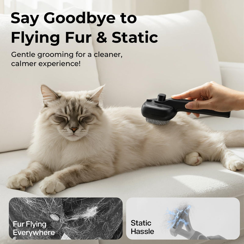 Pecute Steam Cat Brush anti-tangle bristles lift loose hair