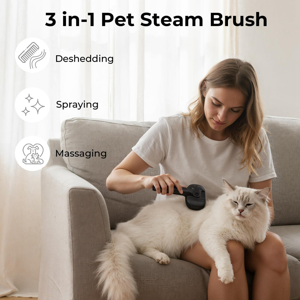 Pecute Steam Cat Brush handle design shows comfortable grip during grooming
